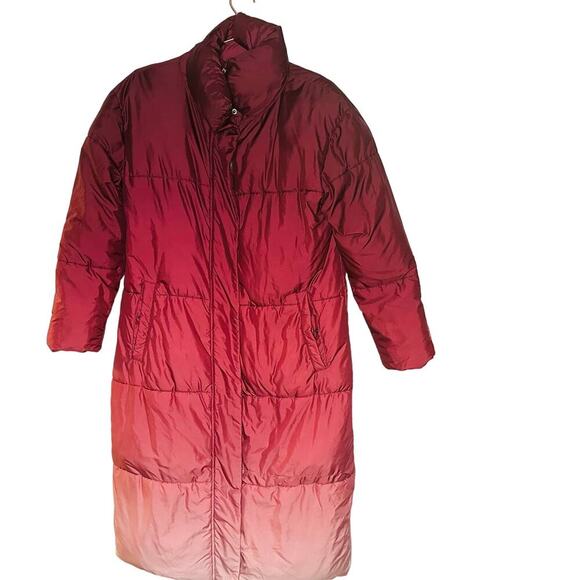 Busayo Collective Ombré Wine Pink Purple Parka Puffer Trench Jacket size XS - Picture 2 of 15